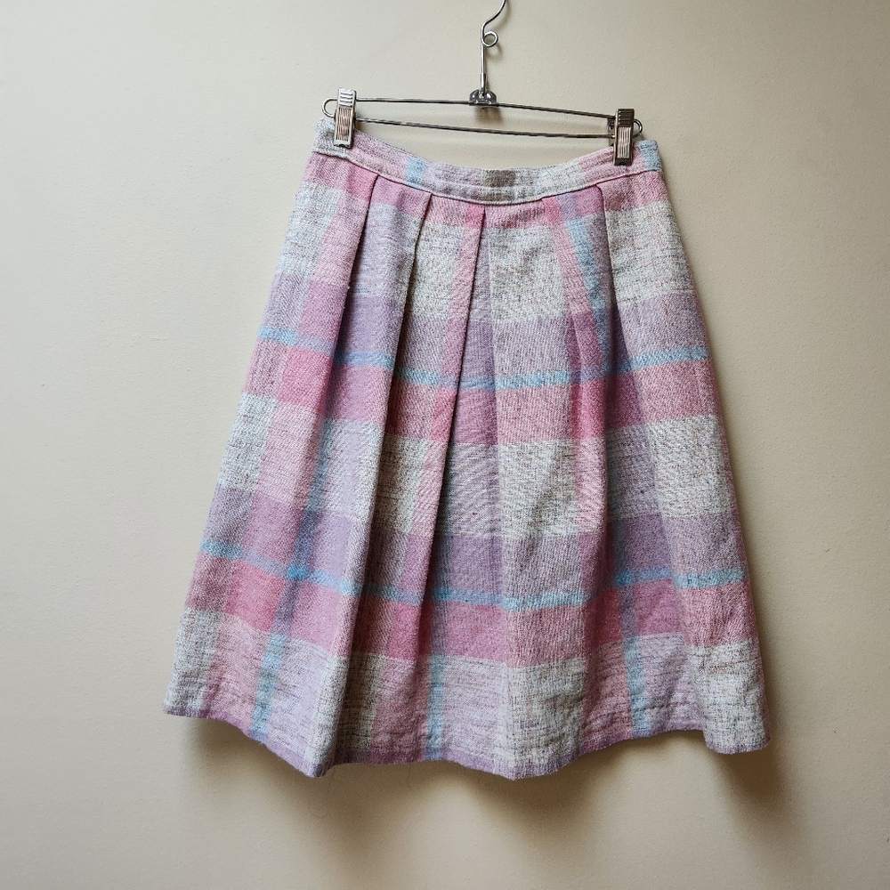 5/$25 Vintage Pink + Purple Plaid Skirt